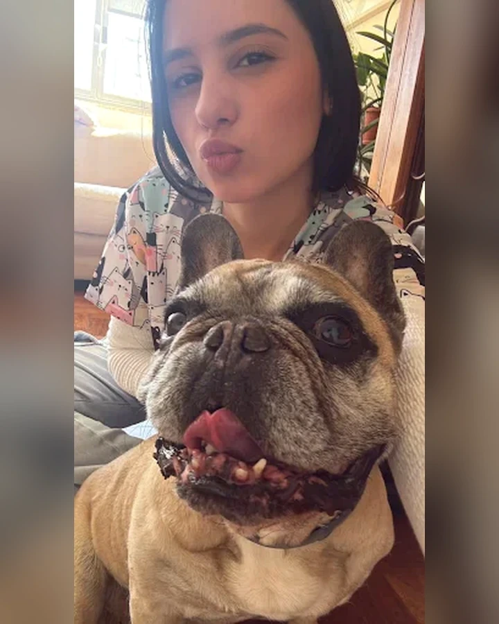 Dra. Mileni com paciente canino